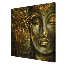 999store Brown & Yellow Buddha Face & Background Wall Paintings image 3
