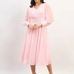 Styli V-Neck Fit & Flare Midi Dress-picture-36