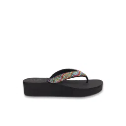 Mochi Women's Black Thong Wedges image 2