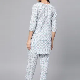 Anubhutee White Printed Kurti Pyjama Set image 2