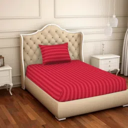 Spaces Sky Rise Red Cotton 210 TC Bed Sheet Set image 1