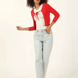 Forever 21 Red Striped Shrug image 4