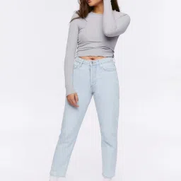 Forever 21 Blue Cotton Mid Rise Jeans image 4