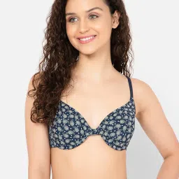 Clovia Blue Printed Padded Push-up Bra image 1