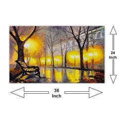 999store Grey & Golden Abstract Autumn Street Canvas Painting image 5