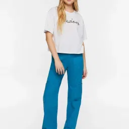 Forever 21 White Cotton Embellished T-Shirt image 4