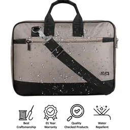 LOREM Men Grey & Black Textured Laptop Bag image 4