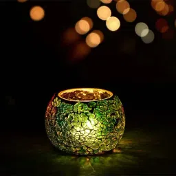 eCraftIndia Mosiac Glass Decorative Tea Light Holder/Diya-picture-21