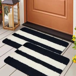 HOSTA HOMES Black & White Polyester Door Mats - Set of 2-picture-38