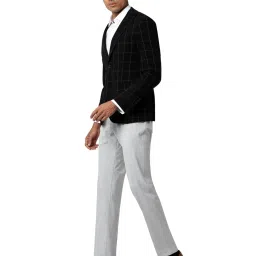 Peter England Black Slim Fit Checks Blazer image 4