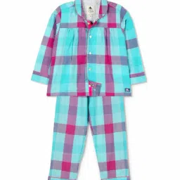 Cherry Crumble By Nitt Hyman Kids Blue Checks Shirt with Pyjamas-picture-16