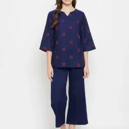 Clovia Navy Printed Top With Pyjamas-picture-31