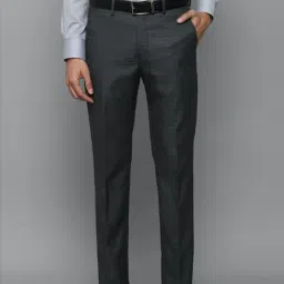 Louis Philippe Grey Slim Fit Self Pattern Trousers-image-90