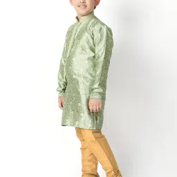 Pro-Ethic Style Developer Kids Light Green & Beige Printed Full Sleeves Kurta with Pyjamas image 4