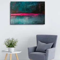 999store Green & Pink Abstract Framed Canvas Painting image 1