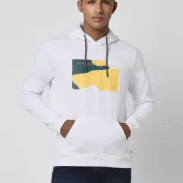 Peter England Jeans White Regular Fit Printed Hooded Sweatshirt-image-21