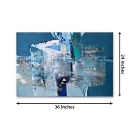999store Blue & Grey Abstract Painting Framed Canvas Painting image 5