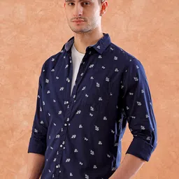 hardsoda by the indian garage co HARDSODA Men Blue Printed Casual Shirt image 4