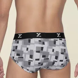 XYXX Prism Grey & Boxy Grey Slim Fit Printed Briefs - Pack Of 2 image 3