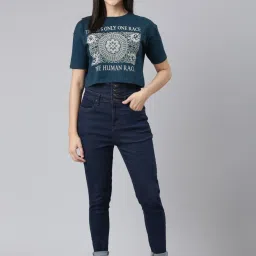 Kryptic Pure Cotton Printed Drop Shoulder Oversized Crop T-Shirt image 4