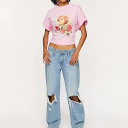 Forever 21 Pink Cotton Printed T-Shirt image 4