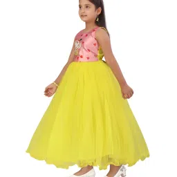 Aarika Kids Pink & Yellow Printed Gown image 4