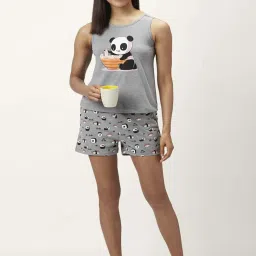 Dreamz by Pantaloons Grey Cotton Graphic Print Top Shorts Set image 4