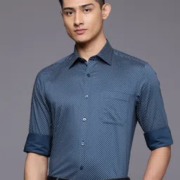 Louis Philippe Pure Cotton Geometric Printed Classic Fit Formal Shirt-image-40