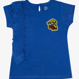 Kiddopanti Kids Royal Blue Solid T-Shirt image 1