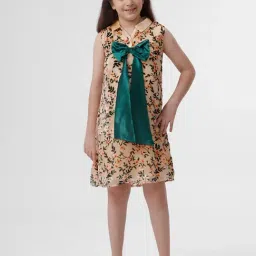 Kate & Oscar Girls Beige Printed Dress-picture-30