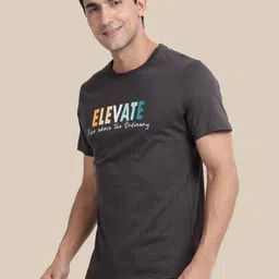 SOULIVELY Typography Printed Round Neck Pure Cotton Moisture-Wicking T-shirt image 2