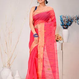 PuJoy Pure Cotton Handloom Taant Saree-picture-22