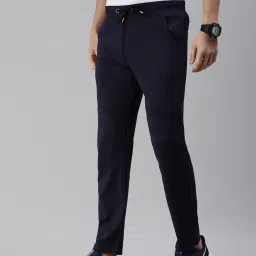 showoffff SHOWOFF Navy Cotton Straight Fit Trackpants image 3