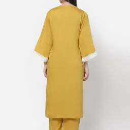 DART STUDIO Yellow Embroidered Straight Kurta image 2