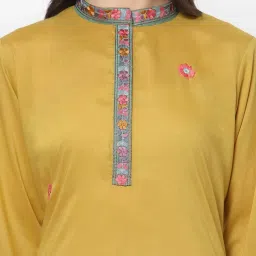 DART STUDIO Yellow Embroidered Straight Kurta image 4