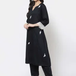 DART STUDIO Black Embroidered Straight Kurta image 3