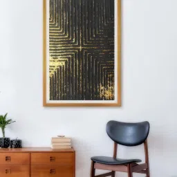 999Store Gold & Black Abstract Pattern Printed Canvas Painting image 1