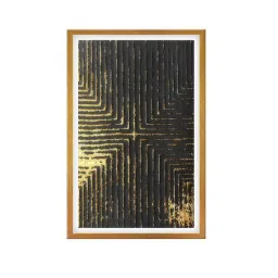 999Store Gold & Black Abstract Pattern Printed Canvas Painting image 2