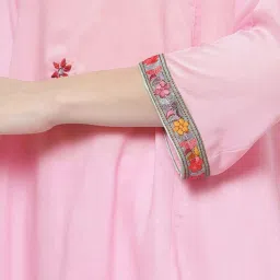 DART STUDIO Pink Embroidered Straight Kurta image 5