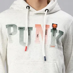 showoffff SHOWOFF White Cotton Slim Fit Printed Hooded SweatShirt image 4