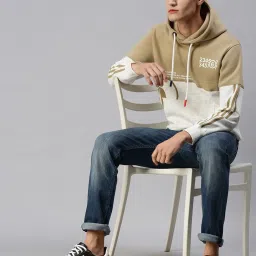 showoffff SHOWOFF Multi Cotton Slim Fit Colour Block Hooded SweatShirt image 5