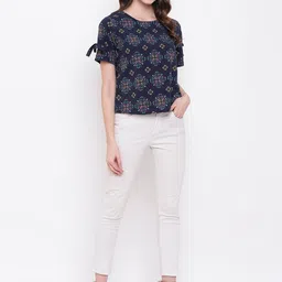 Mayra Women Navy Blue Printed Top image 5