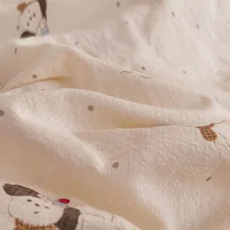 JC HOME Khaki & Brown Cartoon Characters Polycotton 3 Piece Double King Regular Bedding Set image 3