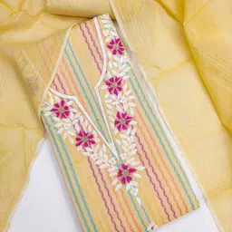 LeeliPeeri Designer Floral Embroidered Unstitched Dress Material-image-32