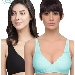 Inner Sense Organic Antimicrobial Sleeping Feeding Bra Pack Of 2 - Blue Black-picture-21