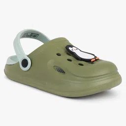 Superminis Penguin Applique Detailed Perforated Clogs - Mehandi Green-image-96