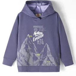 Rikidoos Full Sleeves Typography Printed Hooded Sweatshirt - Blue-picture-23