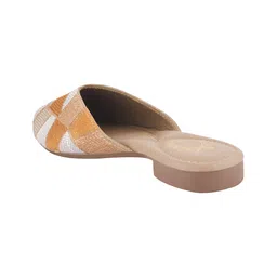 Shoetopia Abstract Embroidered Slip On Mules - Orange image 3
