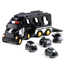 Play Nation 5 In 1 Friction Powered Police Truck Toy Set With Light & Sound - Black image 2