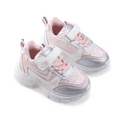 Cute Walk by Babyhug Velcro Closure Foil Printed Sneakers with Lace Detailing - Pink image 2